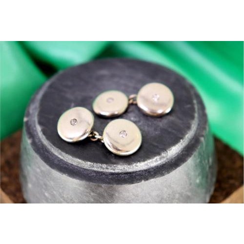 White Gold Cufflinks with Brilliant-Cut Diamonds, Set of 2 For Sale - Image 4 of 6