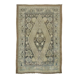 Antique Persian Bibikabad Rug in Beige and Gray With Medallion - Rug and Kilim For Sale
