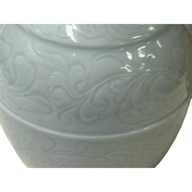 Chinese Porcelain Light Celadon White Underlay Scroll Flower Vase For Sale In San Francisco - Image 6 of 11