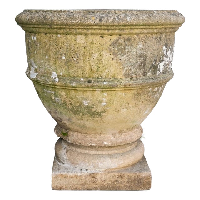 Large Limestone Garden Basin, 1890s For Sale