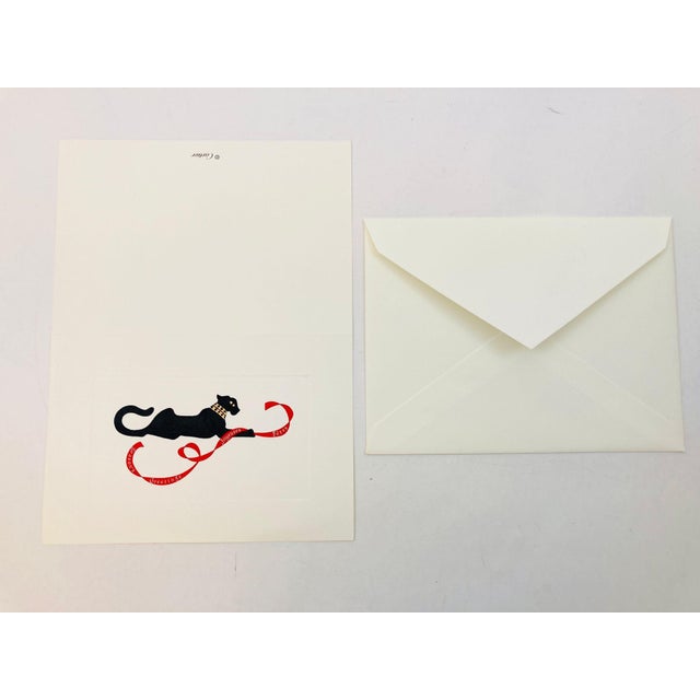 Cartier Card and Envelope Set with the Iconic Panther Jewelry Design. Large Cartier Season's Greetings, Joyeuses Fetes...