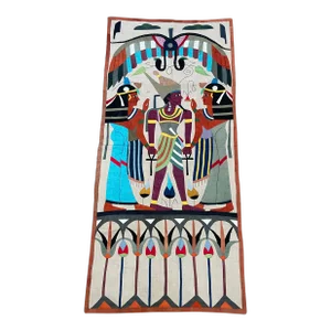 Large Egyptian Applique Wall Hanging Depicting Coronation of King Ptolemy VIII & Goddesses