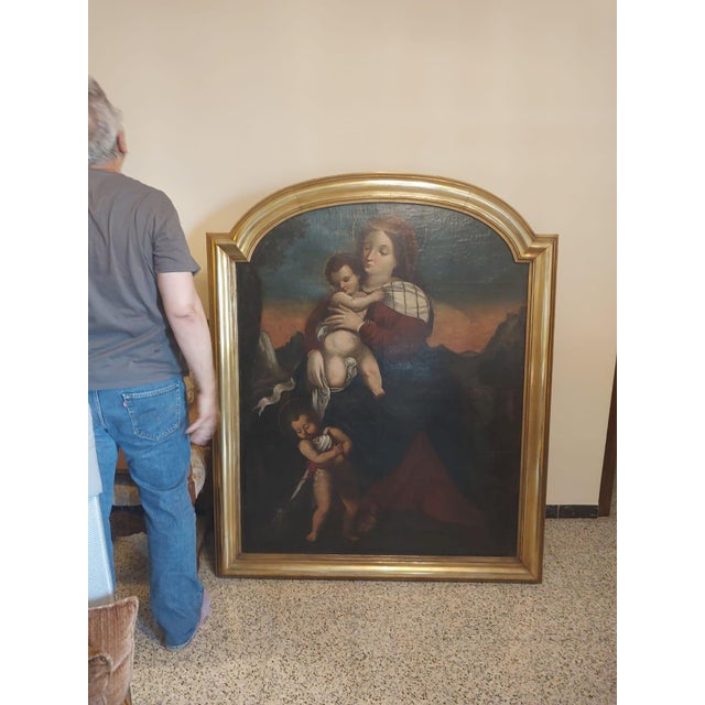 Italian School Artist, Madonna and Child with the Infant Saint John, 1690s, Oil Painting on Canvas, Framed For Sale - Image 12 of 15