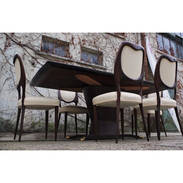 Beige Mahogany Dining Table & Chairs frm the Rigamonti Brothers, 1950s, Set of 7 For Sale - Image 8 of 14