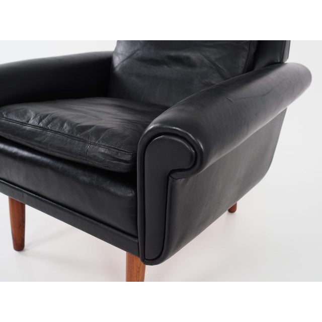 Danish Black Leather Armchair, 1970s For Sale - Image 18 of 18