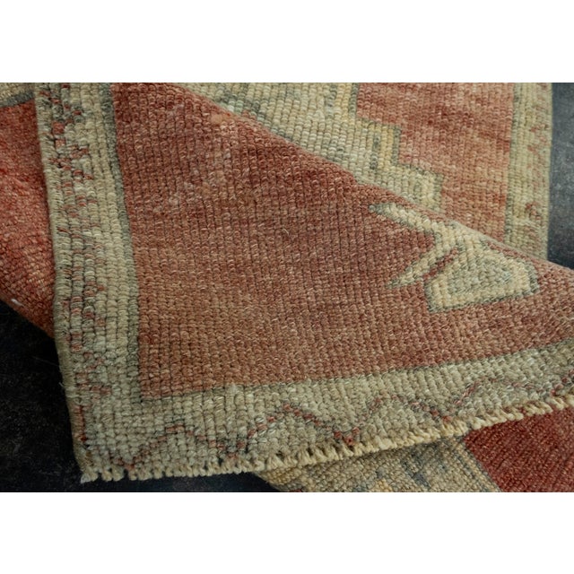 Textile Turkish Mini Rug Oriental Hand Knotted Vintage Rug 1'6" x 3'6" #16507 For Sale - Image 7 of 8