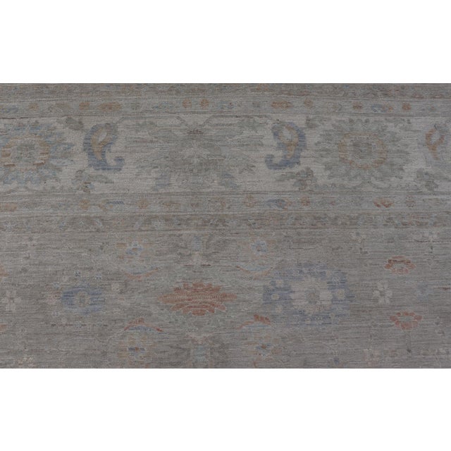 Oushak Rug With Muted Sage Green Base and Subtle Pastel Accents 13'6 X 19'0 For Sale - Image 10 of 12