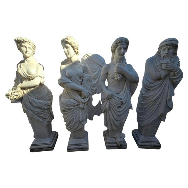 Gold Four Seasons Sculptures in Marble, 1980s, Set of 4 For Sale - Image 8 of 8