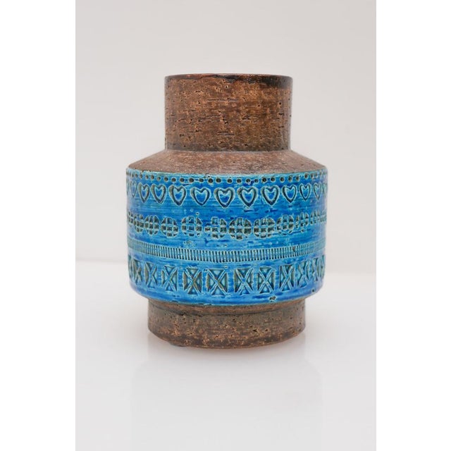 Vintage Rimini Blue Ceramic Vase by Aldo Londi for Bitossi, Italy, 1960s For Sale - Image 14 of 14