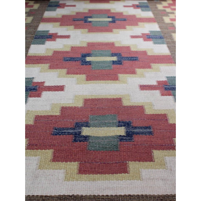 Mid-Century Swedish Wool Kilim Rug by Greta Kruse, 1960s For Sale - Image 3 of 7