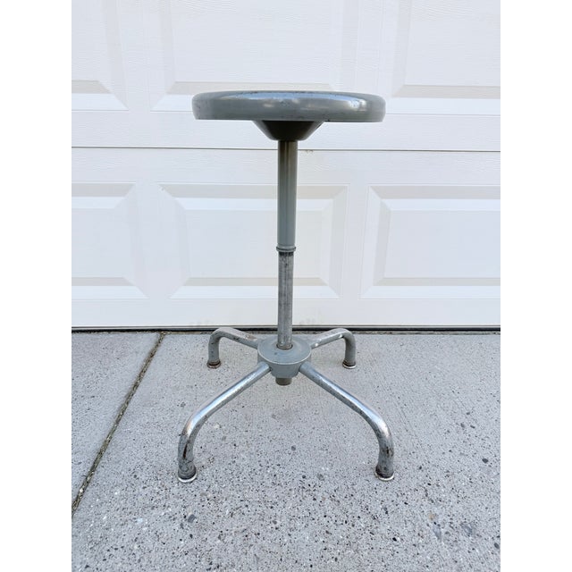 Mid 20th Century Vintage Mid Century Industrial Steel Factory Stool For Sale - Image 5 of 12