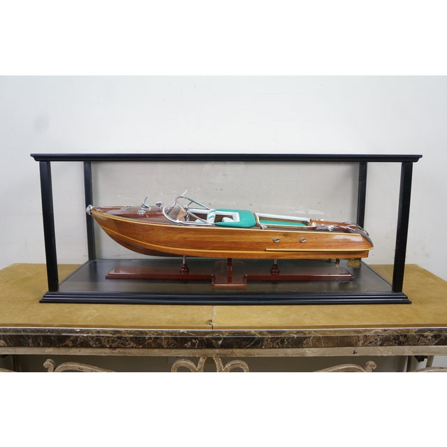 Vintage Riva Aquarama Hardwood Runabout Speed Boat Model Display Case 40" For Sale - Image 10 of 15