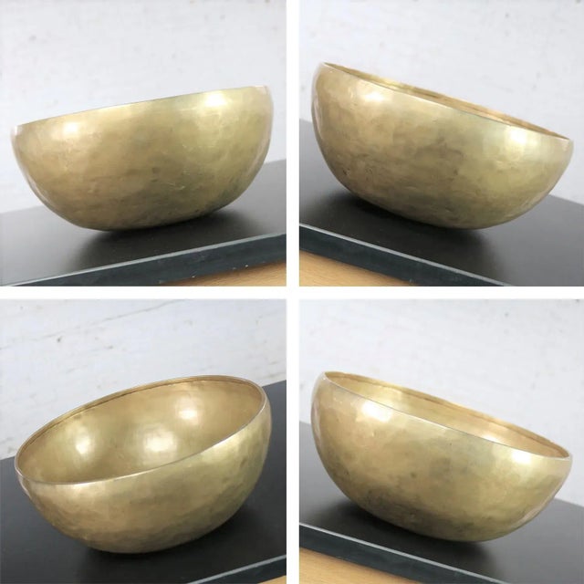 Japanese Vintage Singing Bowl or Standing Bowl Bronze Hand Made With Mallet on Pillow For Sale - Image 3 of 13
