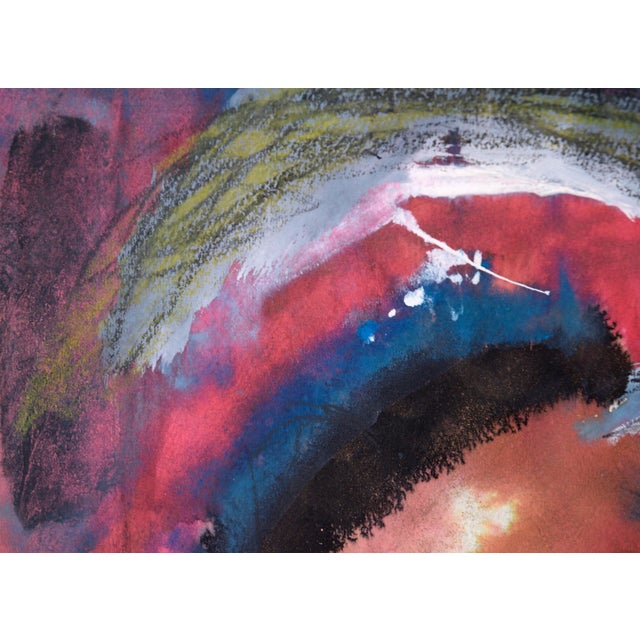 Abstract Expressionist Self Portrait in in Acrylic and Pastel on Paper A colorful abstracted self portrait painting by...