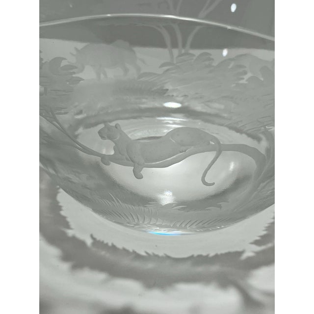 African 1980s “Big 5” Queen Lace Crystal African Safari Bowl For Sale - Image 3 of 12