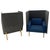 Pair Mid Century Modern Wingback Lounge Chairs Blue Grey Wool Upholstery MINT! For Sale - Image 11 of 18