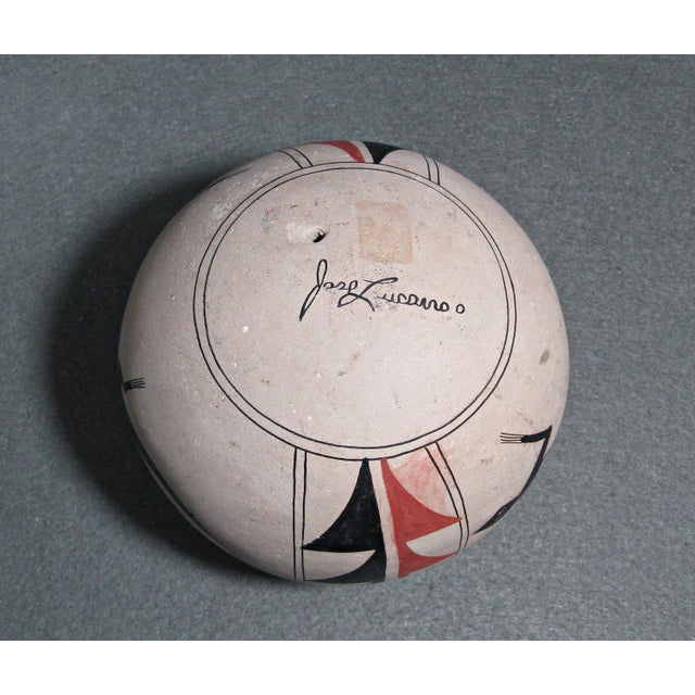 Black Kokopelli & Lizard Spherical “Seed Pot” by Jose Lucano Southwest Art – 5 In For Sale - Image 8 of 10