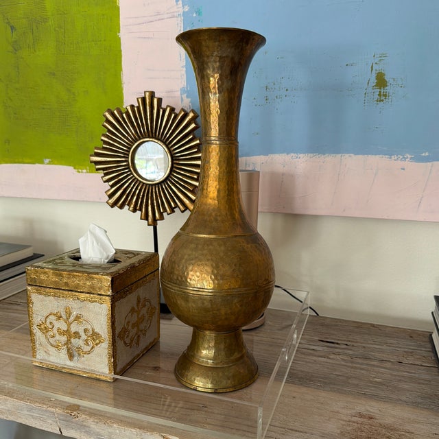 Vintage Handcrafted Brass Vase For Sale In Houston - Image 6 of 6