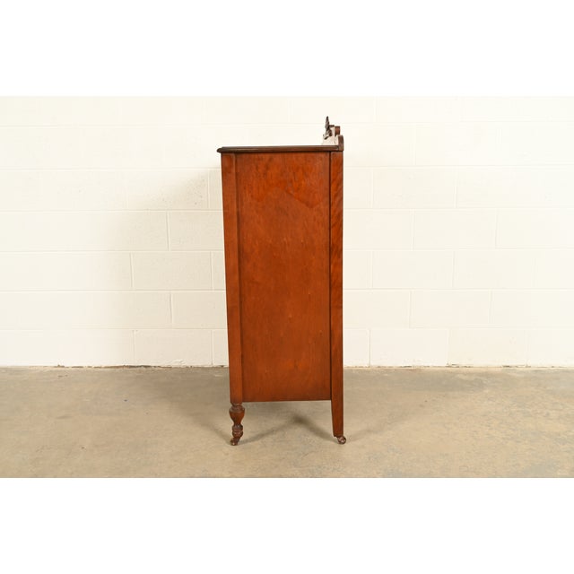 Berkey & Gay Style Antique Art Deco Carved Walnut Highboy Dresser, Circa 1930s For Sale - Image 9 of 11