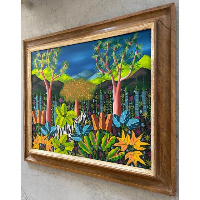 1980's Haitian Landscape Painting Signed J. Guercin For Sale - Image 4 of 11