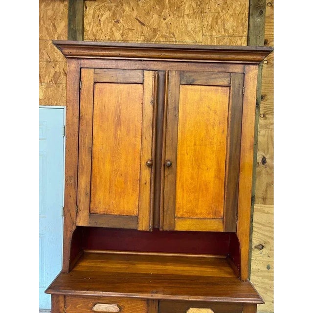 Early 19th Century Antique Primitive American Solid Cherry Wood Hutch For Sale - Image 10 of 13