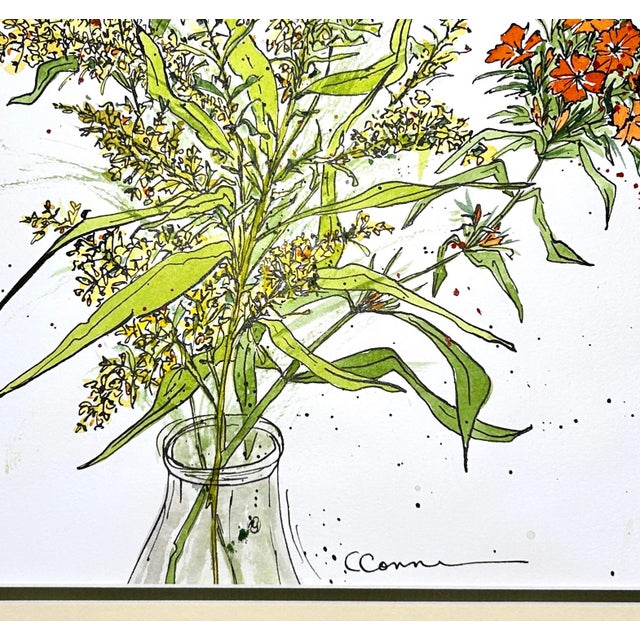 2020s Original Watercolor Painting “Yellow Astilbe and Phlox” For Sale - Image 5 of 7