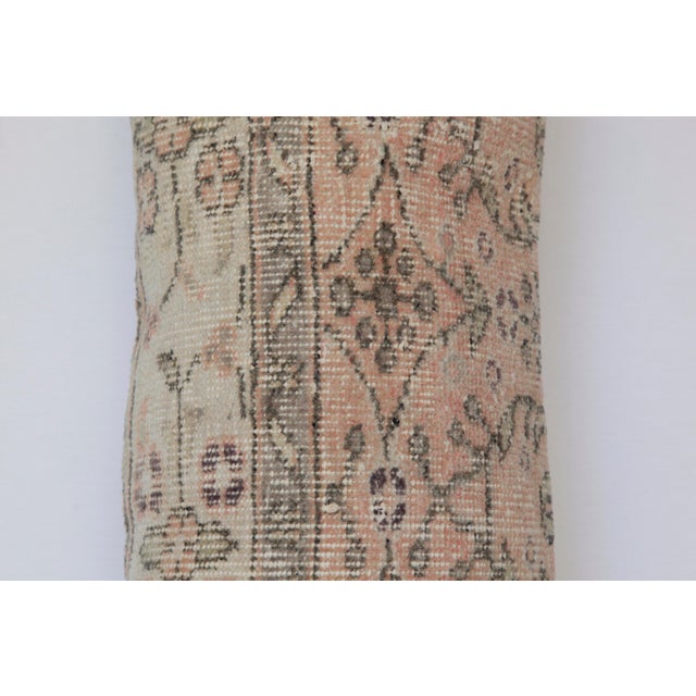 Vintage Turkish Rug Lumbar Pillow – Handwoven Anatolian Wool on Cotton Cushion Cover -13'' X 35'' In For Sale - Image 14 of 15