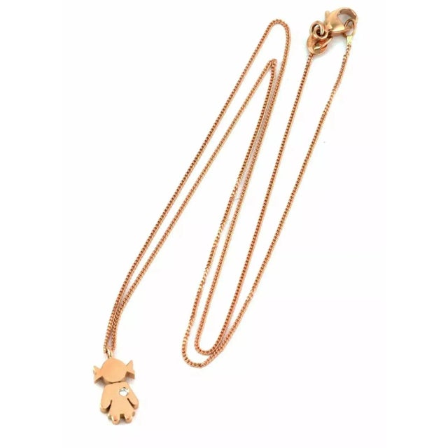 Crivelli Bimba Girl Easy Diamond 18k Rose Gold Pendant Necklace For Sale - Image 4 of 6