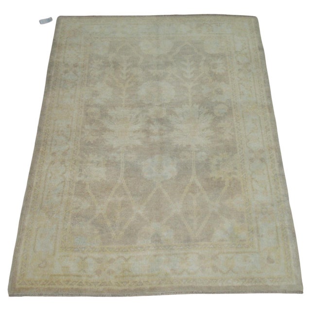 Accent Size Inspired Vintage Turkish Oushak Carpet 4'2'' x 6'2''