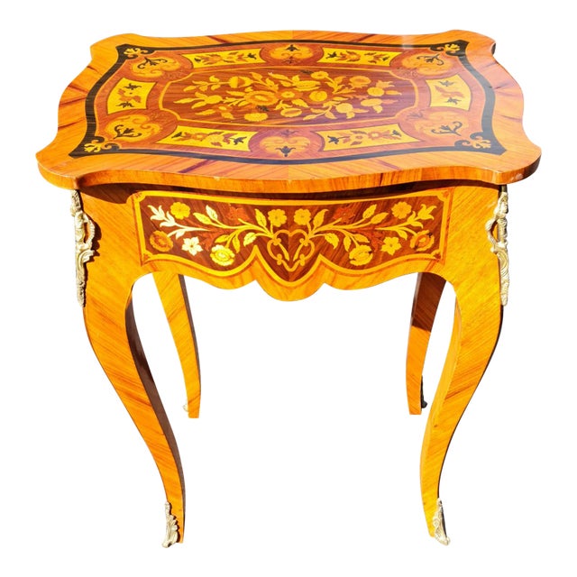 Marquetry French Style Side Table/Desk With Drawer New Style for Home and Office For Sale