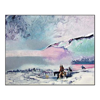 Earl Biss "War Shield's Winter Vision" Serigraph Art on Paper Hand Signed For Sale