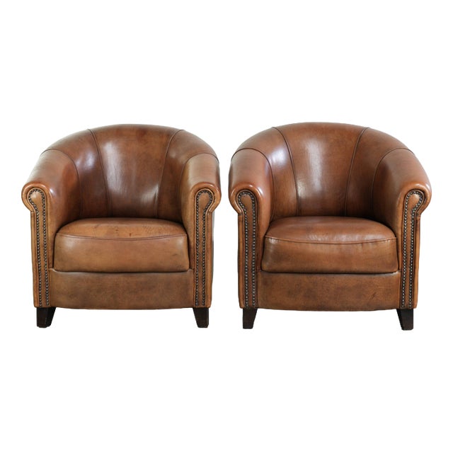 English Sheepskin Club Armchairs, Set of 2 For Sale