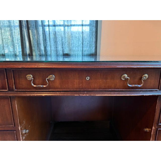 Mount Airy Furniture Company Late 20th Century National Mt. Airy Mahogany Executive Office Desk For Sale - Image 4 of 12
