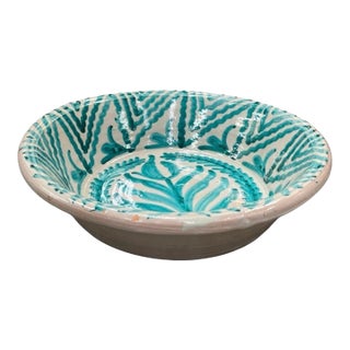 Vintage Hand-Painted Moroccan Ceramic Lebrillo Bowl For Sale