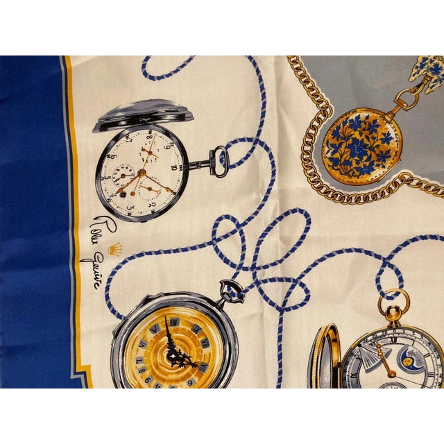 Rolex Geneve Swiss Vintage 90cm Silk Scarf For Sale - Image 4 of 10