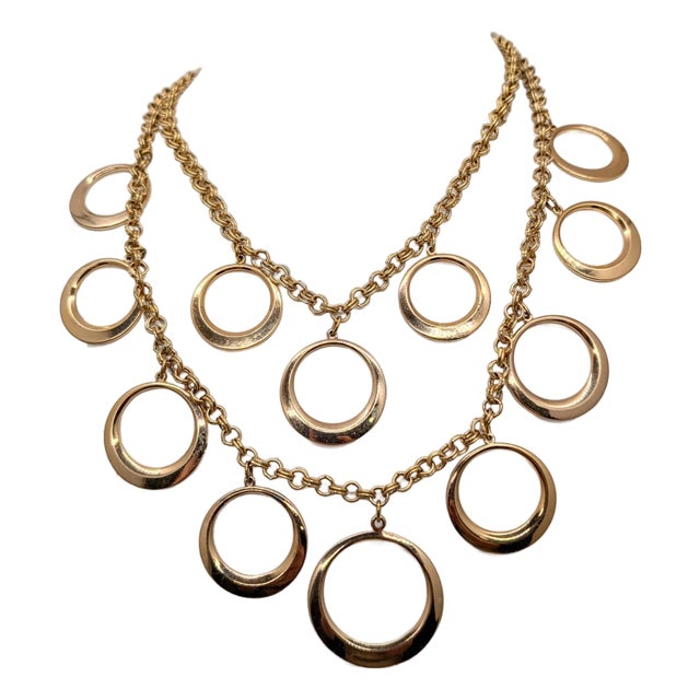 Vintage Signed Napier Goldtone O Charms Necklace For Sale