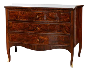 Antique Louis XIV Neapolitan Chest of Drawers in Walnut Burl & Rosewood, 18th Century