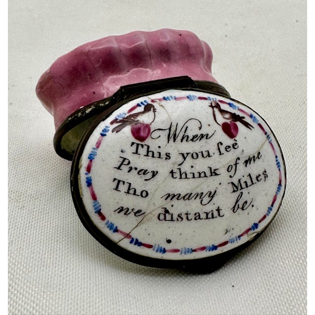 Paint C 1790 Battersea Bilston Enamel “Think of Me Tho Many Miles Away” - Motto Patch For Sale - Image 7 of 11