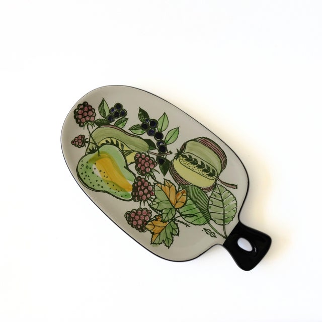 Vintage Handpainted Porcelain Coaster from Gustavsberg Sweden Mid-Century.