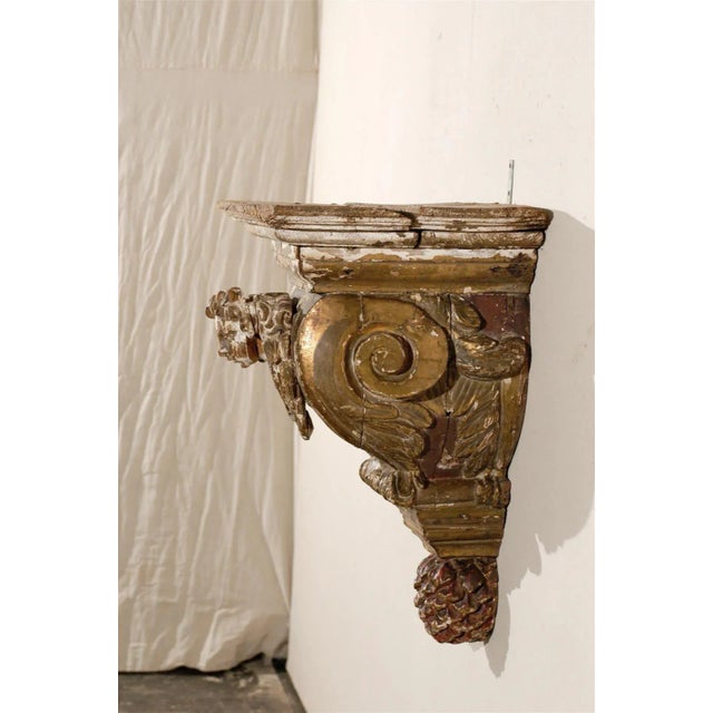 Wood 18th Century Italian Carved Wood Bracket With Angel For Sale - Image 7 of 10