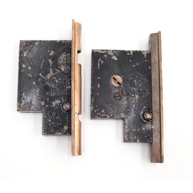 Antique Brass Pocket Double Door Set For Sale - Image 4 of 8