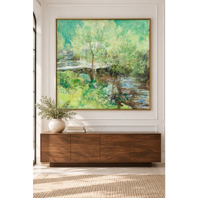 Traditional Vintage Impressionist Landscape Art Print – The White Bridge by Twachtman, 20" X 20" For Sale - Image 3 of 7