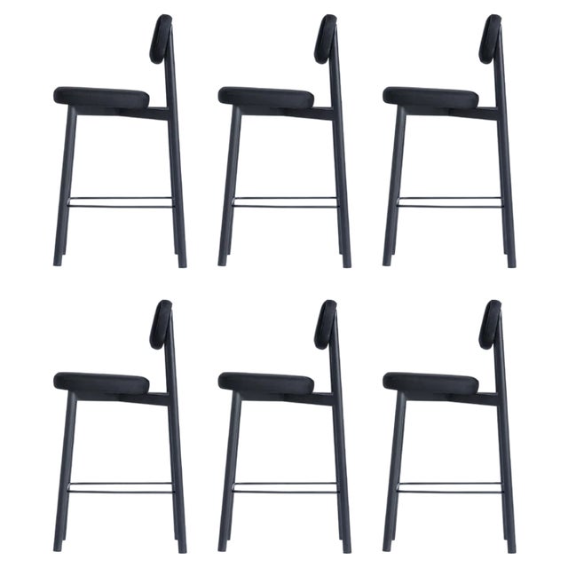 Black Residence 65 Counter Chairs by Jean Couvreur for Kann Design, Set of 6 For Sale