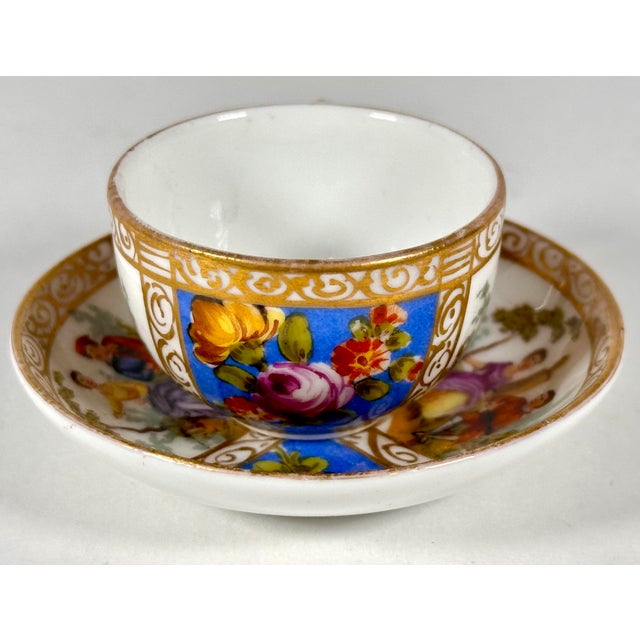 Rococo Helena Wolfsohn Dresden Miniature Cup & Saucer With Augustus Rex Mark c.1879-83 For Sale - Image 3 of 15