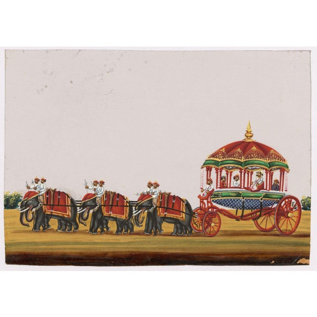 Indian Company School, Rajah's State Coach, Tanjore, 1800s, Gouache on Paper For Sale - Image 5 of 9