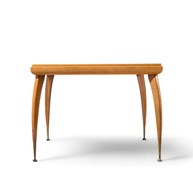 Mid 20th Century Gio Ponti Style Mid Century Italian Walnut and Brass Expanding Dining Table With 2 Leaves For Sale - Image 5 of 13