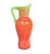 Vintage Murano Art Glass Scavo- Style Pitcher. Pitcher features a rich coral-red, textured and frosted glass body...