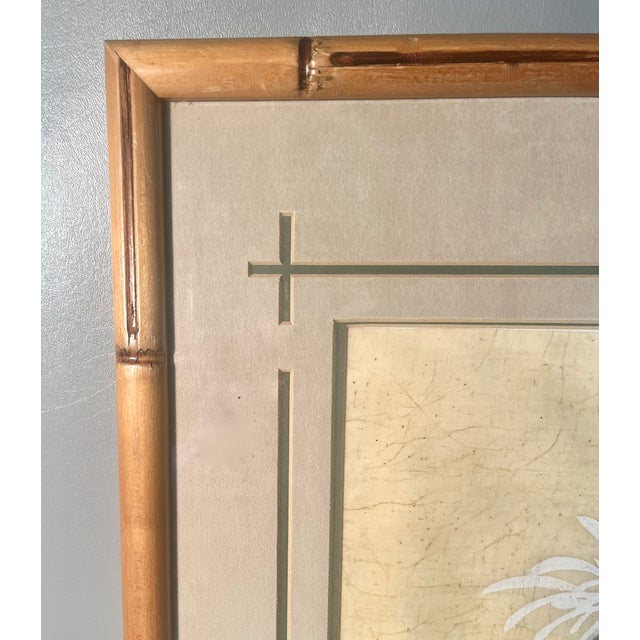 Late 19th Century 19th Century Chinese Silk Painting Bird & Florals Faux Bamboo Frame For Sale - Image 5 of 6