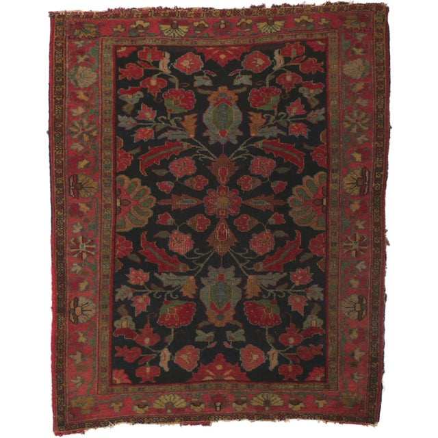 Late 19th Century Antique Persian Serapi Rug, 03'06 X 04'04 For Sale - Image 9 of 9