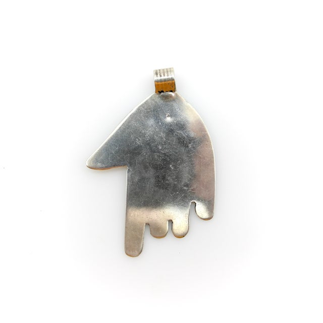 Vintage Berber Hand of Fatima/ Hamsa Sterling Silver Pendant With Geometric Motif For Sale In Los Angeles - Image 6 of 9
